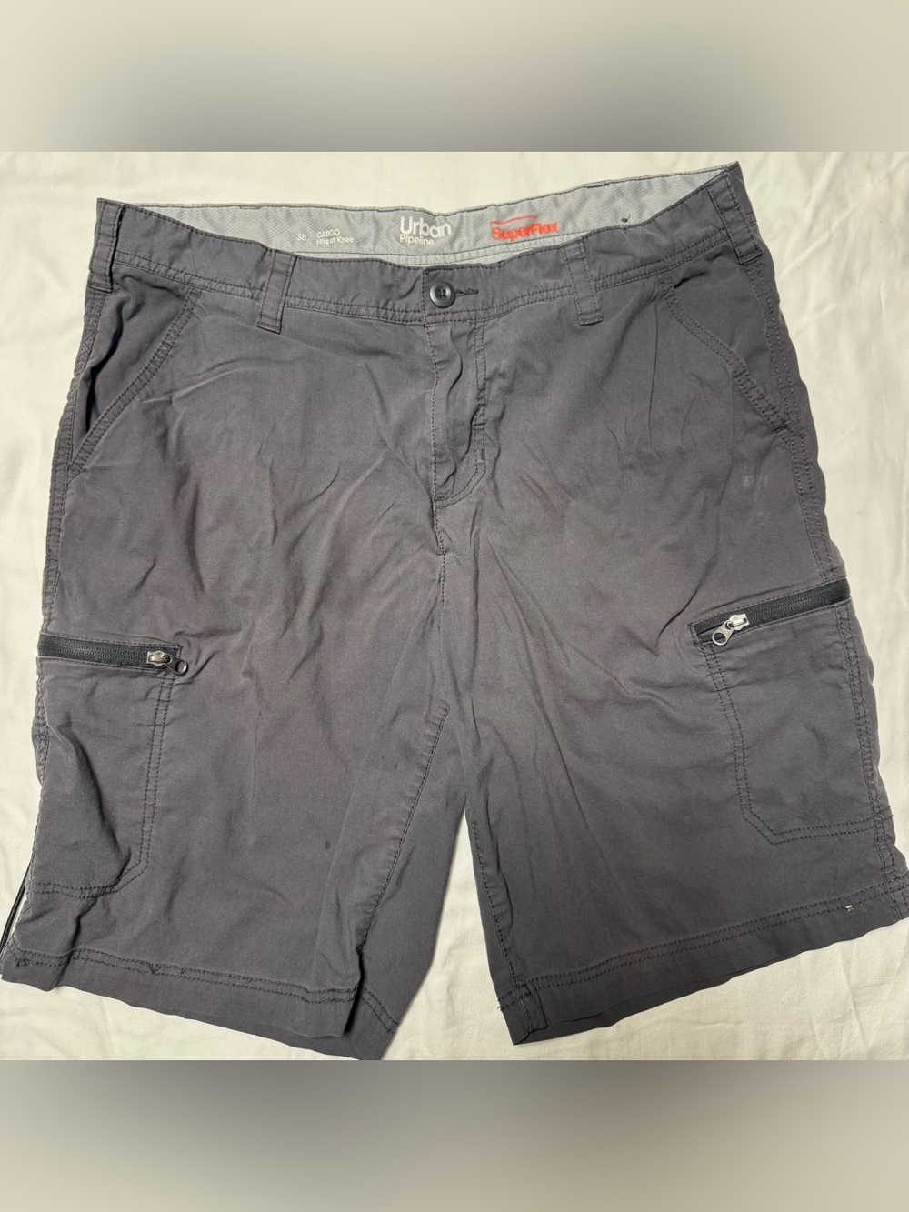 urban pipeline charcoal cargo shorts with zip pockets